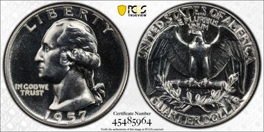 1957 25C PR67
