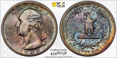 1945-S 25C MS67