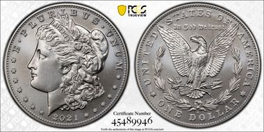 2021-S $1 Morgan Dollar 100th Anniversary MS70