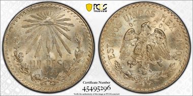 1933-M Peso KM-455  Ag MS66