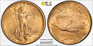 1911-D $20 MS66+