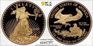2021-W $50 Gold Eagle - Type 1 First Strike PR70DCAM