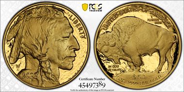 2022-W $50 American Buffalo .9999 Fine Gold First Strike PR70DCAM