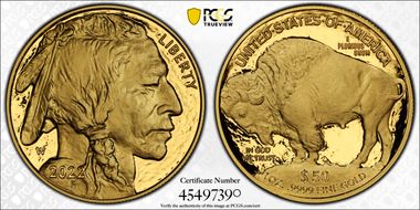 2022-W $50 American Buffalo .9999 Fine Gold First Strike PR70DCAM