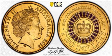 2013 $2 Coronation Colorized MS66