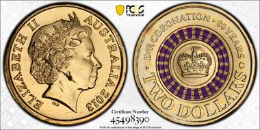 2013-C $2 Coronation Colorized MS67