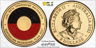 2021 $2 50th Ann Aboriginal Flag Colorized MS67