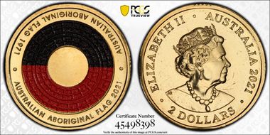 2021 $2 50th Ann Aboriginal Flag Colorized MS67