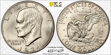 1974-S $1 Silver MS67