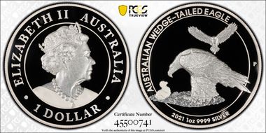 2021-P $1 Wedge-Tailed Eagle High Relief 2018 Design PR70DCAM