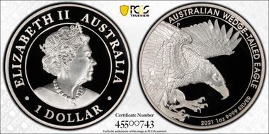 2021-P $1 Wedge-Tailed Eagle High Relief 2020 Design PR70DCAM