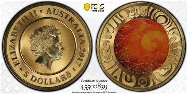 2017 $5 Planetary Coins Sun Colorized MS70