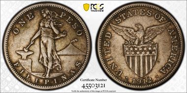 1912-S Peso KM-172  Ag VF35