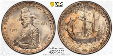 1921 50C Pilgrim MS65