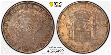 1895-PG V Peso KM-24  Ag AU58