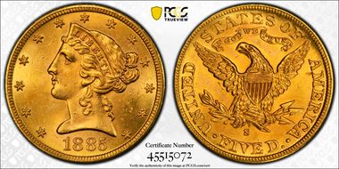 1885-S $5 MS64