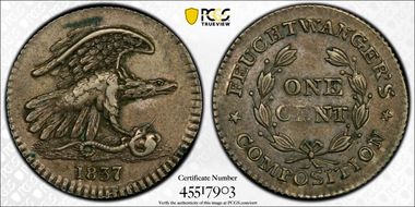 1837 NY 1C HT-268, Feuchtwanger's AU50
