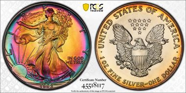 1992 $1 Silver Eagle MS66