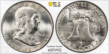 1962 50C Obv Die Clash, FS-402 MS64