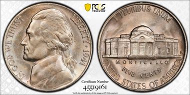 1941-S 5C Large S, FS-501 MS66