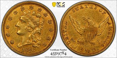 1836 $2.50 Script 8 AU53