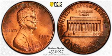 1983 1C Doubled Die Reverse MS64RB