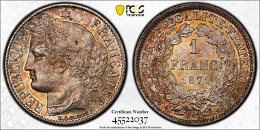 1871-A 1 Fr Gad-465 F-216 Petit A MS65