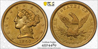 1840-D $5 Tall D VF30