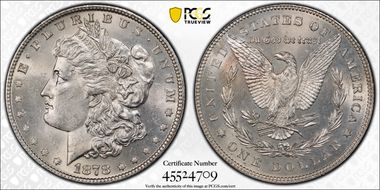 1878 7TF $1 VAM 81, Polished Ear MS62