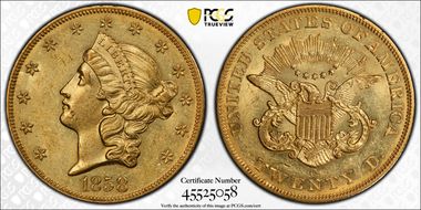 1858-O $20 MS61