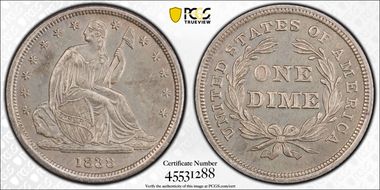 1838 10C DDR, F-101a, FS-801 No Drapery, Small Stars MS62