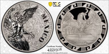 (2016)-Mo Medal "Mexican Elements" Ag 1oz Later Type PR69DCAM