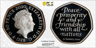 2020 50p Withdrawal from the EU Ag S-H72 PR69DCAM