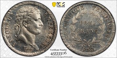 1808-D 1/2 Fr Buste Fin N1