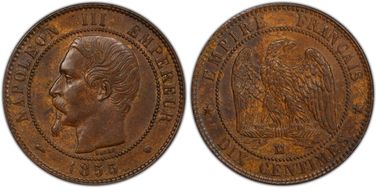 1855-MA 10C Gad-248 F-133 Chien MS62BN