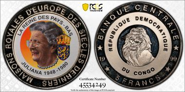 1999 5 Fr Queen Juliana PR65DCAM