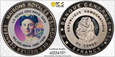 1999 5 Fr Queen Wilhelmina PR66DCAM