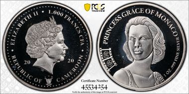 2020 1000 Fr Princess Grace of Monaco MS66