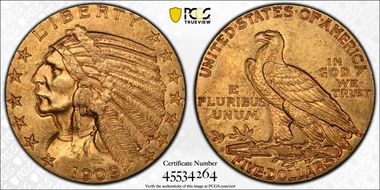 1909-S $5 MS62