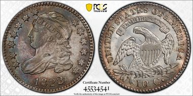 1823/2 10C Large Es MS64