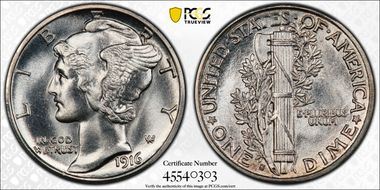 1916-S 10C Mercury MS67FB