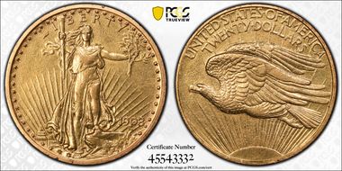 1908 $20 No Motto N1