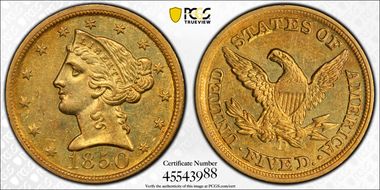 1850-D $5 MS60