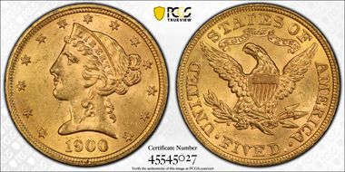 1900 $5 MS62