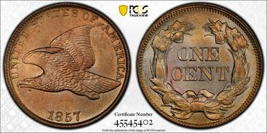 1857 1C Flying Eagle MS64+