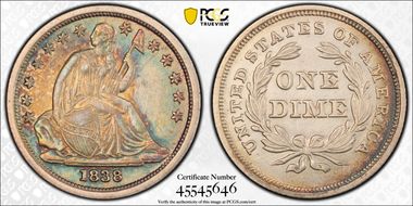 1838 10C No Drapery, Large Stars N1