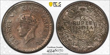 1940(B) 1/4 Rup Sw-C/I Restrike PR64