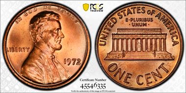 1972 1C Doubled Die Obverse MS67RD