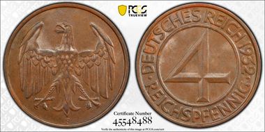 1932-F 4 Rcpfg J-315 MS63BN