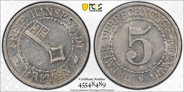 nd(1924) 5 Pfg KM-Tn2 MS62